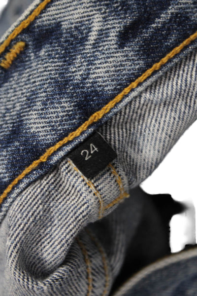 Gold Sign Womens Straight Jeans Blue High Rise Button Size 24