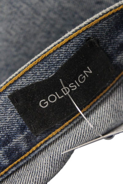 Gold Sign Womens Straight Jeans Blue High Rise Button Size 24