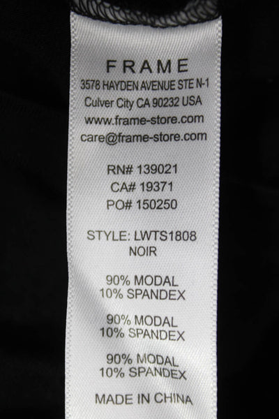 Frame Women Basic V-Neck Black Modal Long Sleeve Pullover Blouse Size M