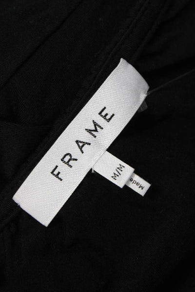Frame Women Basic V-Neck Black Modal Long Sleeve Pullover Blouse Size M