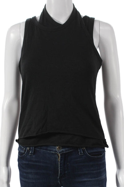 Frankie Shop Women Black Cotton Halter Basic Tank Sleeveless Summer Size XS