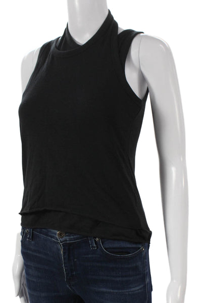 Frankie Shop Women Black Cotton Halter Basic Tank Sleeveless Summer Size XS