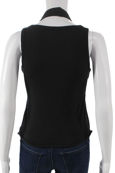 Frankie Shop Women Black Cotton Halter Basic Tank Sleeveless Summer Size XS