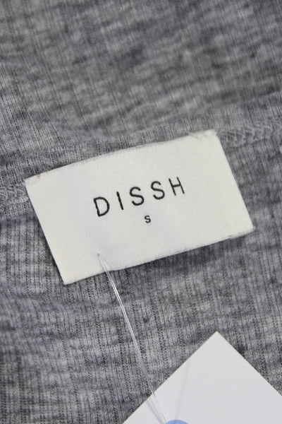 Dissh Womens Basic Sleeveless Henley Tank Gray Cotton Button Size S