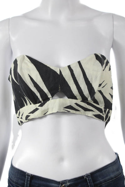 Osklen Women Cropped Tank Black Linen Animal Print Size PP