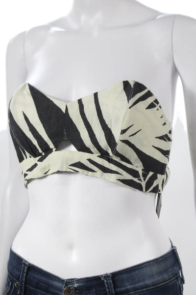 Osklen Women Cropped Tank Black Linen Animal Print Size PP