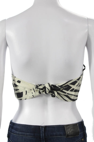 Osklen Women Cropped Tank Black Linen Animal Print Size PP
