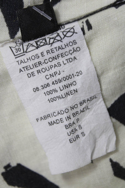 Osklen Women Cropped Tank Black Linen Animal Print Size PP