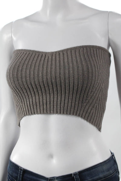 Zara Women Cropped Tank Sleeveless Sweetheart Neckline Gray Viscose Size S