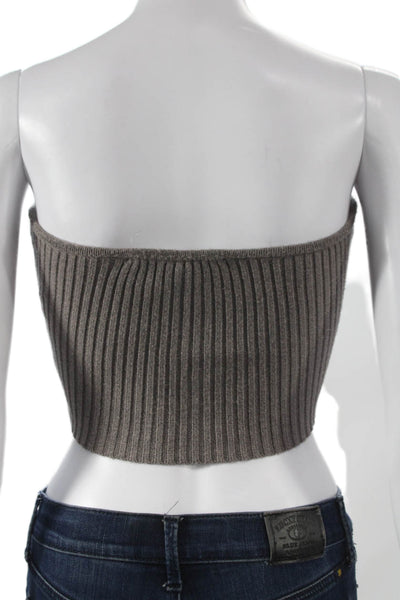 Zara Women Cropped Tank Sleeveless Sweetheart Neckline Gray Viscose Size S
