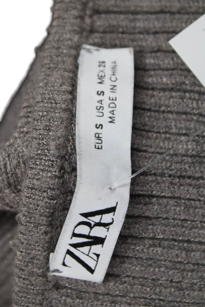 Zara Women Cropped Tank Sleeveless Sweetheart Neckline Gray Viscose Size S