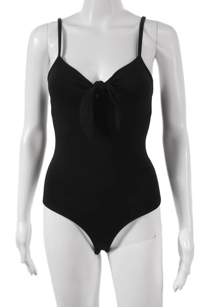 ATM Women Sleeveless V Neck Pima Cotton Solid One Piece Bodysuit Black Size S