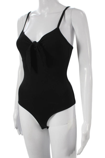 ATM Women Sleeveless V Neck Pima Cotton Solid One Piece Bodysuit Black Size S