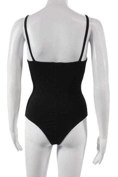 ATM Women Sleeveless V Neck Pima Cotton Solid One Piece Bodysuit Black Size S