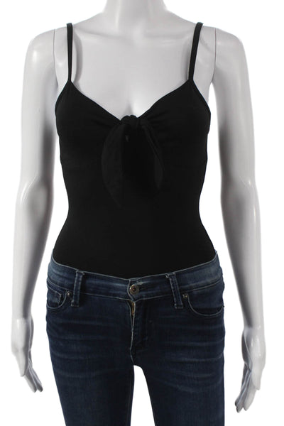 ATM Women Sleeveless V Neck Pima Cotton Solid One Piece Bodysuit Black Size S