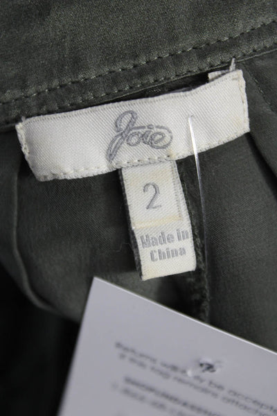 Joie Womens Cargo Silk Pants Green Size 2