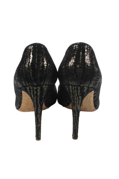 Rupert Sanderson Womens Metallic Pointed Toe Heels Black Size 7.5