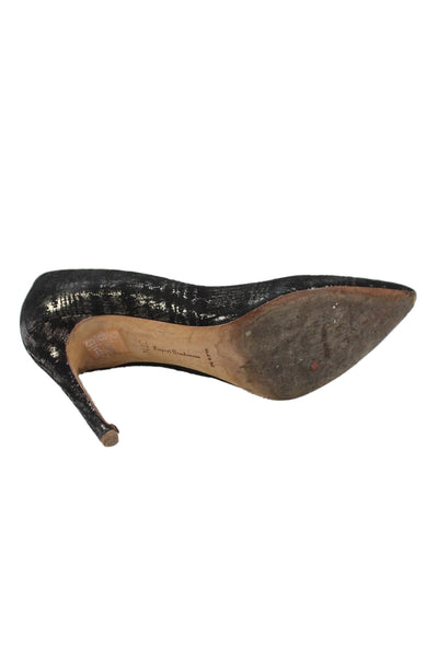 Rupert Sanderson Womens Metallic Pointed Toe Heels Black Size 7.5