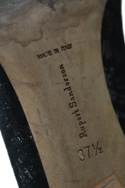 Rupert Sanderson Womens Metallic Pointed Toe Heels Black Size 7.5