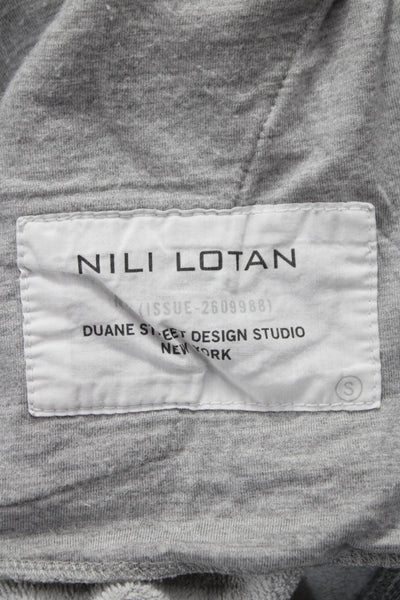 Nili Lotan Women Jogger Pants Gray Drawstring Solid Cotton Blend Size S