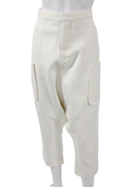 Bassike Women Harem Pants White Nylon Zip Closure Size 3