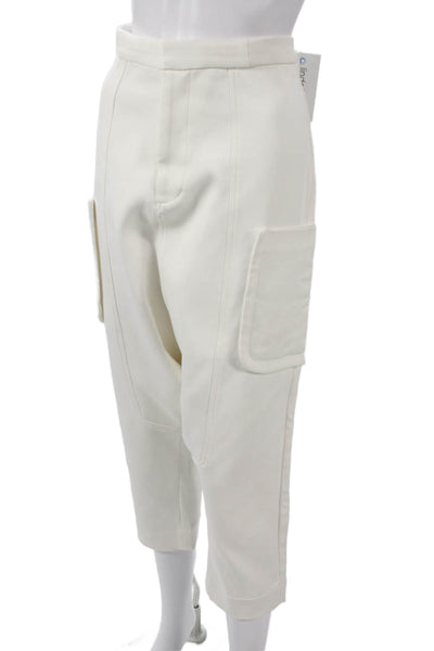 Bassike Women Harem Pants White Nylon Zip Closure Size 3