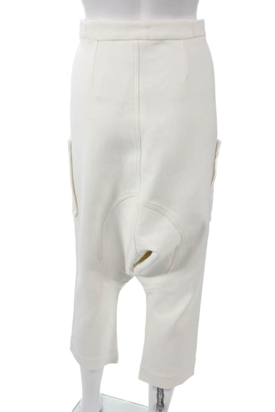 Bassike Women Harem Pants White Nylon Zip Closure Size 3