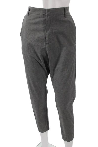 Nili Lotan Mens Cropped Check Cotton Pants Zip Gray Size 4