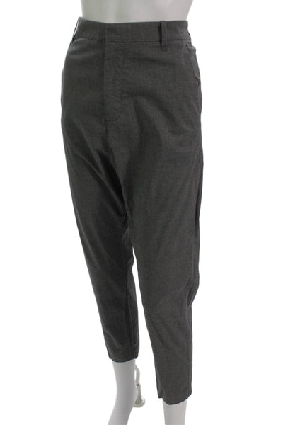 Nili Lotan Mens Cropped Check Cotton Pants Zip Gray Size 4