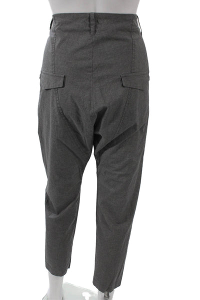 Nili Lotan Mens Cropped Check Cotton Pants Zip Gray Size 4