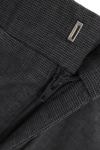 Nili Lotan Mens Cropped Check Cotton Pants Zip Gray Size 4