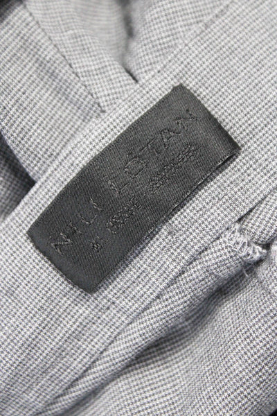 Nili Lotan Mens Cropped Check Cotton Pants Zip Gray Size 4