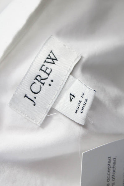 J Crew Womens White Cotton High Neck 3/4 Sleeve Basic Blouse Size 4