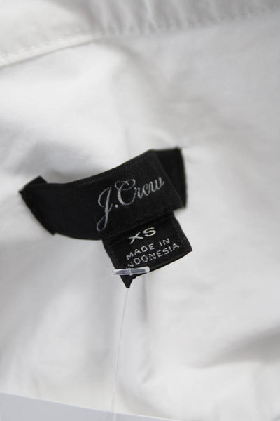 J Crew Women White Cotton Collared Tie Blouse 3/4 Sleeve Basic Size XS