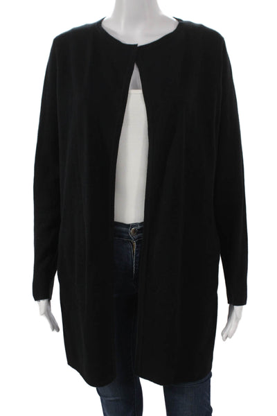 J Crew Womens Cardigan Black Cotton Round Neck Long Sleeve Size XS