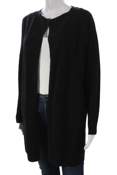 J Crew Womens Cardigan Black Cotton Round Neck Long Sleeve Size XS
