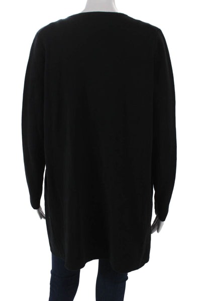 J Crew Womens Cardigan Black Cotton Round Neck Long Sleeve Size XS
