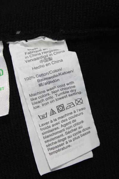 J Crew Womens Cardigan Black Cotton Round Neck Long Sleeve Size XS