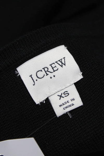 J Crew Womens Cardigan Black Cotton Round Neck Long Sleeve Size XS
