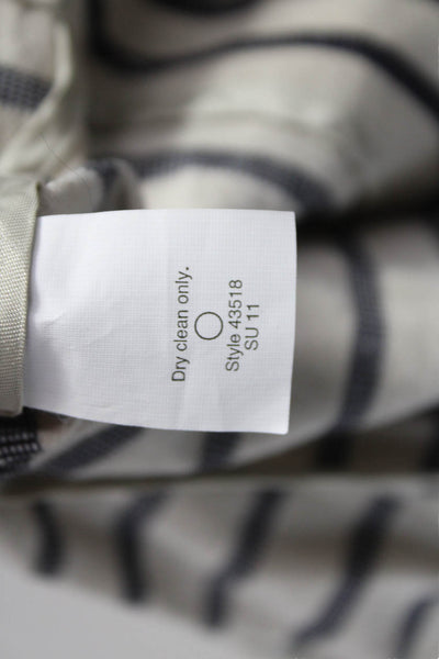 J Crew Womens Beige Striped Cotton 3/4 Sleeve Jacket Button Size 4