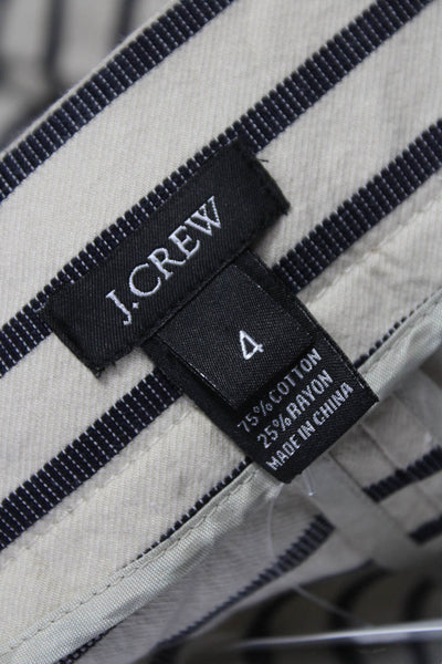 J Crew Womens Beige Striped Cotton 3/4 Sleeve Jacket Button Size 4