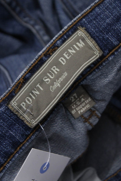 Point Sur Womens Straight Jeans Blue Mid Rise Zip Cotton Blend Size 27