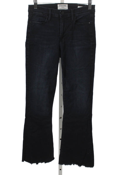Frame Denim Women Flared Jeans Mid Rise Blue Cotton Blend Button Size 27