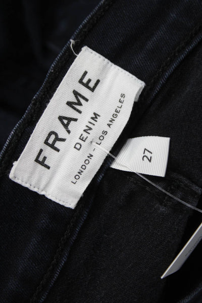 Frame Denim Women Flared Jeans Mid Rise Blue Cotton Blend Button Size 27