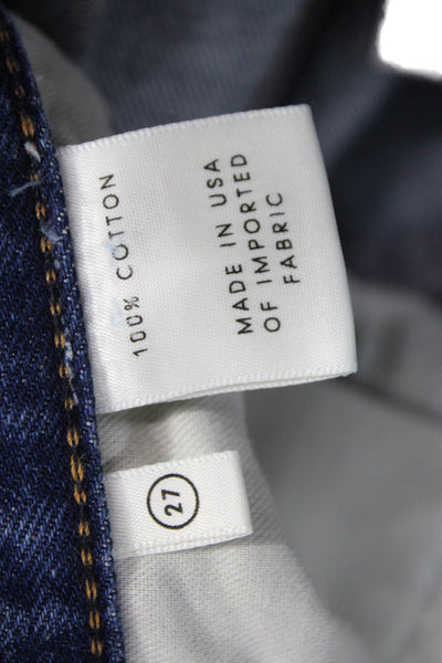 Grlfrnd Women High Rise Straight Blue Cotton Jeans Size 27
