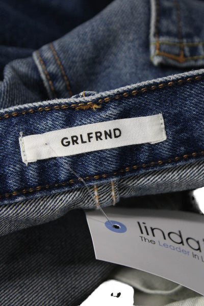 Grlfrnd Women High Rise Straight Blue Cotton Jeans Size 27