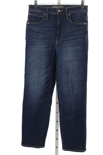 Point Sur Women Straight Mid Rise Blue Jeans Button Cotton Blend Size 27