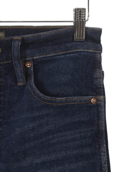 Point Sur Women Straight Mid Rise Blue Jeans Button Cotton Blend Size 27