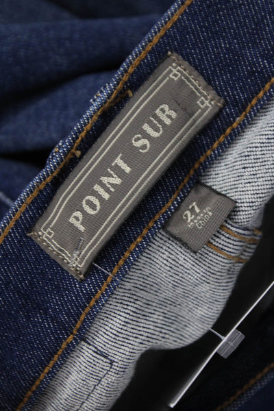 Point Sur Women Straight Mid Rise Blue Jeans Button Cotton Blend Size 27