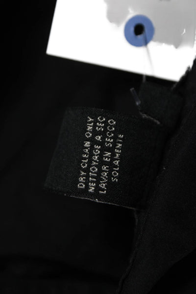 BCBGMAXAZRIA Womens Cropped Black Cotton Collared Long Sleeve Blouse Size 4